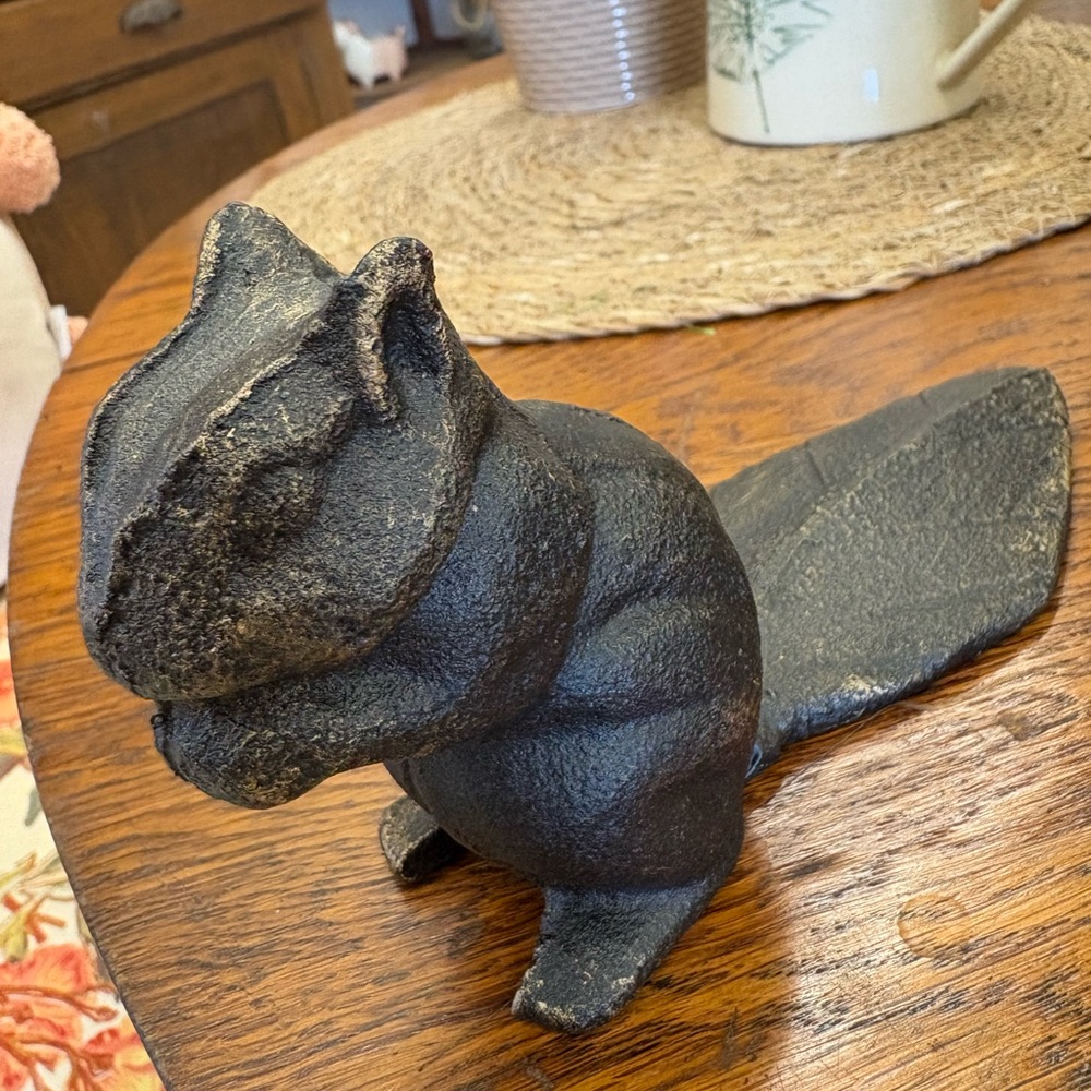 Black Cast Iron Squirrel Doorstop